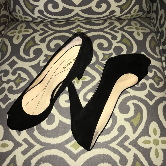 Kate Spade Peep Toe Black Suede Pump - Picture 5 of 8